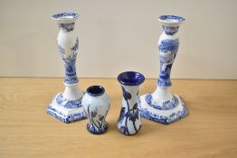 A late 20th century Moorcroft Florian Ware vase by designer Anji Davenport, of waisted form,
