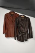 Five pieces of Lakeland Leather outerwear. A ladies minimal 90s style panelled leather jacket with a