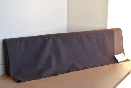 A bolt of vintage brown pinstripe fabric, most likely wool blend, pattern number 5431 to remains