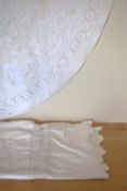 A collection of 20th century furniture surface protectors, in shades of off-white cotton and lace,