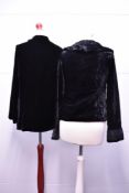 Seven twentieth-century ladies evening or dinner jackets, featuring a range of velvet textures and