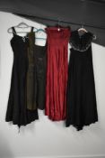 Four 1940s-1950s gowns, including a Kinroos Model deep shkaki embellished example, and a Susan Small