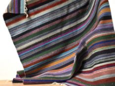 A vintage wool Kilim flat-weave blanket, rug or hanging in Tibetan or Moroccan hand-woven style,
