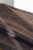 A bolt of vintage Milners of Leyburn 80% wool, in rich chocolate brown with subtle blue and cream