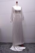Five mid-century wedding items, comprising one bride's dress , a veil and two bridesmaids'