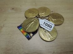 Five WWI Victory Medals named to 11831 CPL.L.BRAZEY.W.RID.R, 1239 PTE.F.REGAN.L'POOL.R, 2012 PTE.A.