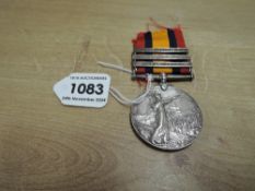 A Queen's South Africa Medal with three clasps, Cape Colony, Orange Free State and South Africa 1902