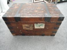 A wood and metal Naval Sea Chest named to Lt Col L.C.B.DEED R.E and later named ton Major DEED.R.