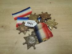 Five WWI 1914-15 Stars named to 11768 PTE.W.GRAINGER.S.LAN.R, 8725 PTE.W.R.LUND.L'POOL.R, 4760 PTE.