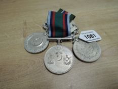 Three Pakistan Medals, Service Medal with Kashmir 1948 bar, 1956 Republic and 1971 Pakistan-India