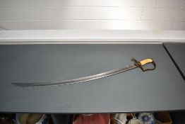 A British Light Cavalry Officer's Sword 1796 pattern, ivory grip, stirrup knuckle blade, curved