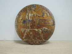 A WWI Bronze Memorial Plaque named to Joseph Podmore