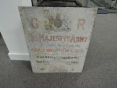 A George V WWI Army Recruitment Enamel Adverting Sign, His Majesty's Army, 66cm x 82cm