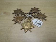 Five WWI 1914-15 Stars named to 20195 PTE.F.H.WYATT.GLOUC.R, 25079 GNR.L.O'HARE.R.F.A, 18736 PTE.W.