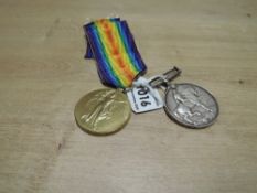A WWI Medal Pair, War and Victory Medal both named to 735930 DVR.F.QUINN.R.A