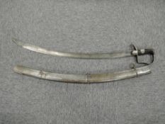 A 1796 Type Light Cavalry Trooper's Sword, single edge broad curved steel blade, steel stirrup