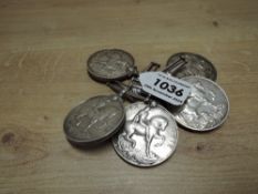 Five WWI British War Medals each named to 33749 PTE.J.SEMPLE.LAN.FUS, 33575 PTE.N.G.PEARSON.R.A.M.C,