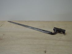 A British Socket Bayonet having triangular blade, no markings seen, blade length 44cm, overall