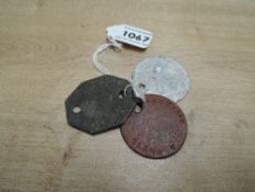 Two Dog Tags to 14573963 GLENN T, one stamped R C along with a Calcutta Leave Centre Pass G tag