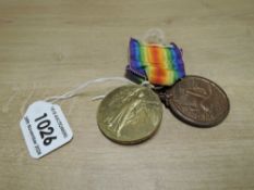A WWI Medal Pair, Mercantile Marine War Medal and Victory Medal, Victory named to 15168 CPL.R.T.