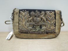A Royal Artillery Victorian Officer's dress pouch, heavily gold embroidered Royal Arms, QUO FAS ET