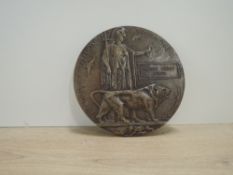 A WWI Bronze Memorial Plaque named to Alfred Gregg Jones