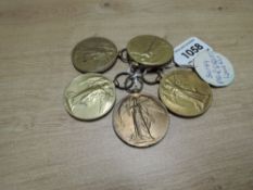 Five WWI Victory Medals named to 768 A.W.O.CL.2.H.WOODWARD.MANCH.R, 23479 PTE.W.J.HICKS.D.OF.CORN.