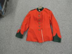 A pre WWI British Army Tunic and Trousers with 7 buttons to front, 2 buttons to shoulders and 6