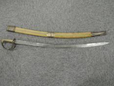 A Indian WWI Period Dress Sword engraved blade with Made in India wood and cloth scabbard blade