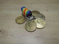 Five WWI Victory Medals named to 194212 PTE.J.N.WHITFIELD.LABOUR CORPS, 47299 PTE.E.R.TAYLOR.Y&L.
