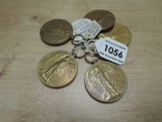 Five WWI Victory Medals named to 39850 A.SJT.J.RIMMER.L'POOL.R, 161371 GNR.W.KITSON.R.A, 15498 PTE.