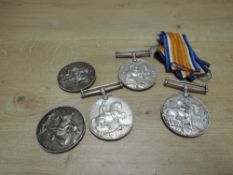 Five WWI British War Medals each named to 48250 PTE.H.HENSTOCK.YORK.R, 2012 PTE.A.DOWNEY.L'POOL.R,