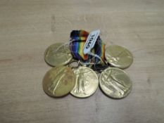 Five WWI Victory Medals named to 39469 PTE.J.DURHAM.W.YORK.R, 33752 PTE.R.R.BOUGHEY.K.S.L.I, 115