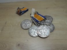 Five WWI British War Medals each named to 6597 PTE.E.BROWN.MIDD.X.R, 15176 PTE.E.G.THOMAS.L'POOL.
