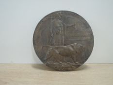 A WWI Bronze Memorial Plaque named to Thomas Evans