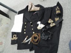 A WWII period Royal Navy Volunteer Reserve Service Dress Uniform with eight buttons attached,, two