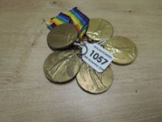 Five WWI Victory Medals named to 236965 PTE.T.G.GERRARD.HEREFORD.R, 30303 PTE.J.R.COURTNEY.L'POOL.R,