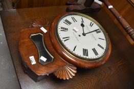 A Victorian mahogany cased Station style wall clock, named to Edward White, 20 Cockspur Street,