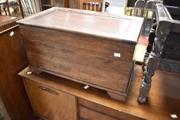 A stained frame bedding box of small proportions, approx. width 63cm