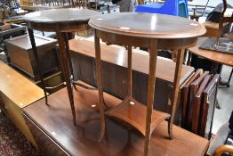 Two Edwardian mahogany occasional tables of oval form