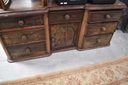 A Victorian mahogany sideboard , drawers stamped for RH & J Simpson, width approx. 175cm