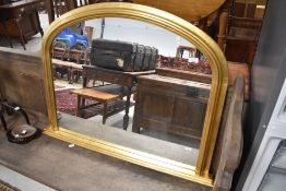 A modern gilt frame over mantel wall mirror, width approx. 98cm