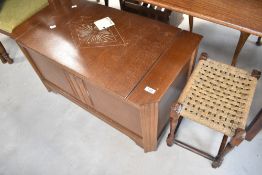 An early to mid oak and ply bedding box, width approx. 85cm