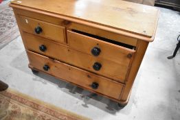 A Victorian pine chest of two over two drawers, width approx. 105cm