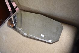 A vintage frameless wall mirror, approx. 66 x 38cm