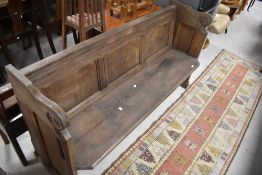 A traditional stained frame pew , approx. width 157cm