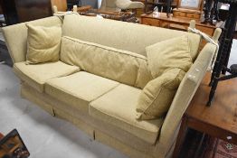 A Plumbs Knowle style settee and footstool