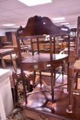 A Regency mahogany corner wash stand or hall stand with undershelf and two drawers