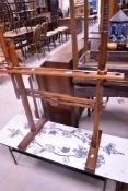 A vintage stained frame tapestry frame, width approx. 79cm