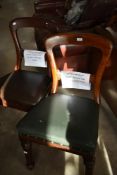Two Victorian balloon back chairs, one oak , one mahogany , both stamped for LNWR (railway interest)